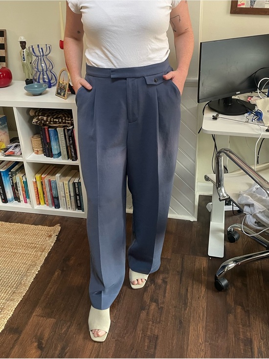 Madewell Pants - Madewell Blue Wide Leg Trouser Pants High Rise Size 14